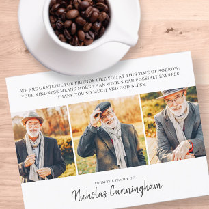 Memorial Three Custom Photo and Message Thank You Card