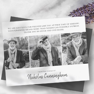 Memorial Three Custom Photo and Message Thank You Card