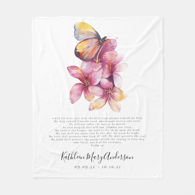 Memorial Tribute Butterfly Fleece Blanket (Front)