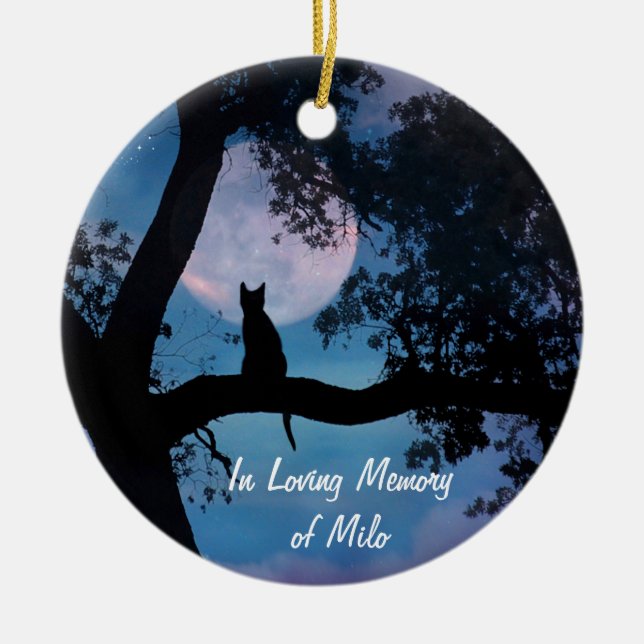 Memorial Tribute for Cat Ceramic Tree Decoration (Front)