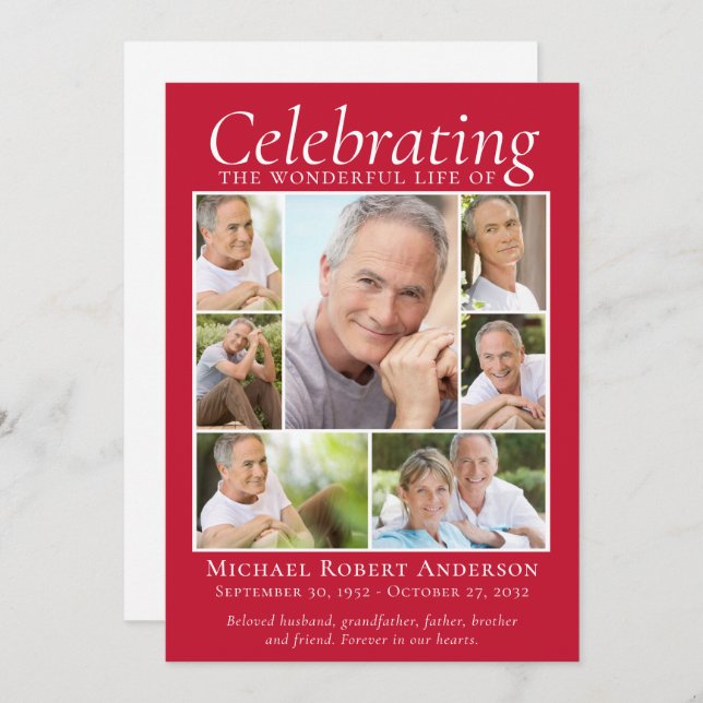 Memorial Tribute Photo Collage Keepsake Thank You  (Front/Back)