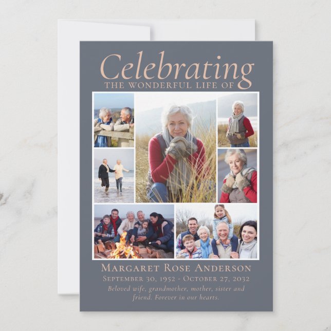 Memorial Tribute Photo Collage Keepsake  Thank You Card (Front)