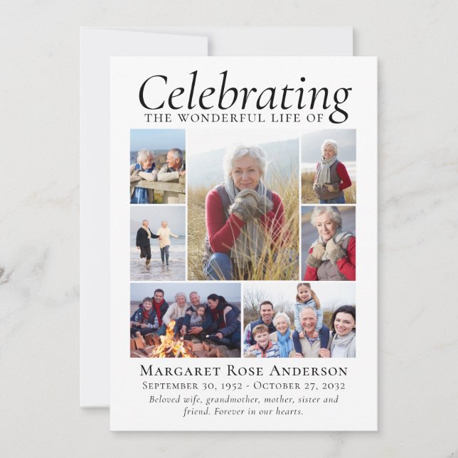 Memorial Tribute Photo Collage Keepsake Thank You Card (Front)