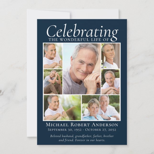 Memorial Tribute Photo Collage Keepsake Thank You Card (Front)