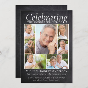 Memorial Tribute Photo Collage Slate Thank You Card