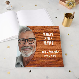 Memorial Tribute Woodgrain Photo Frame Guest Book