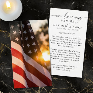 Memorial USA Flag Sympathy Funeral Prayer Card