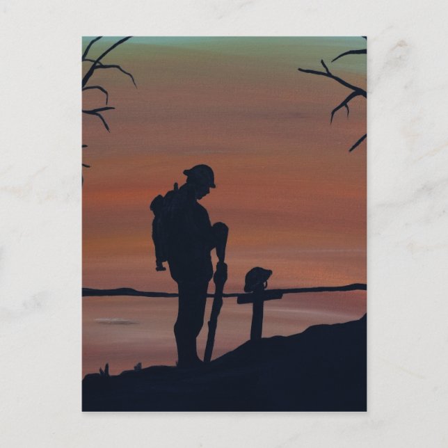 Memorial, Veternas Day, silhouette solider at grav Postcard (Front)
