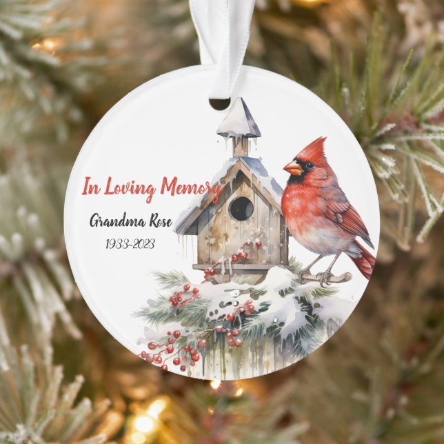 Memorial Watercolor Cardinal Ornament (Tree)
