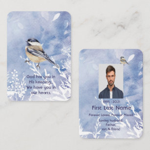 Memorial Watercolor Chickadee Bird Winter Nature  Business Card
