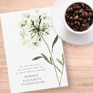 Memorial Watercolor Flower Botanicals Elegant Chic Card