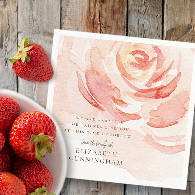 Memorial Watercolor Rose Flower Elegant Chic Napkin (Creator Uploaded)