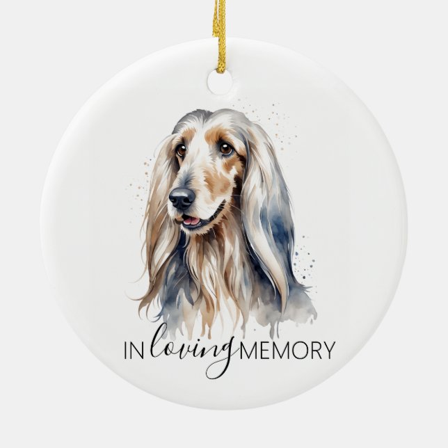 memorial watercolour Afghan Hound ornament (Back)