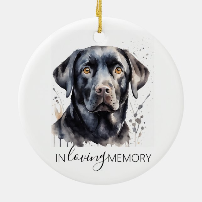 memorial watercolour black Labrador ornament (Back)