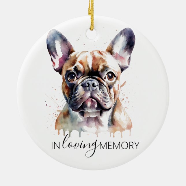 memorial watercolour French Bulldog ornament (Back)