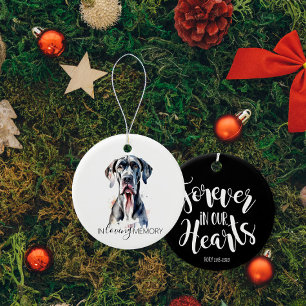 memorial watercolour Great Dane Ceramic Tree Decoration