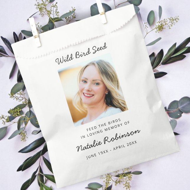 Memorial Wild Bird Seed | Modern Photo Funeral Favour Bags (Creator Uploaded)