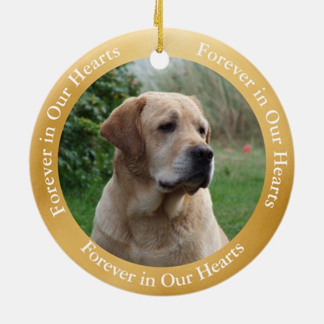 Memorial Yellow Lab Angel Art Custom  Ceramic Tree Decoration (Back)