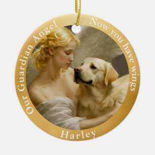 Memorial Yellow Lab Angel Art Custom Ceramic Tree Decoration