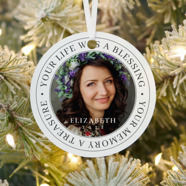 Memorial Your Life a Blessing Modern Photo Metal Tree Decoration (Insitu)