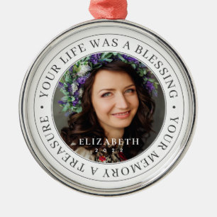 Memorial Your Life a Blessing Modern Photo Metal Tree Decoration