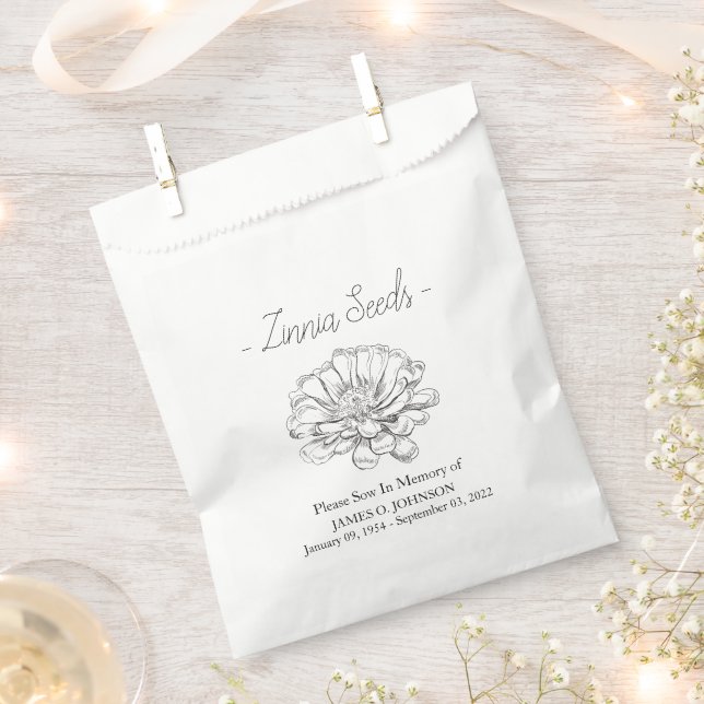 Memorial Zinnia Seed Funeral  Favour Bags (Clipped)