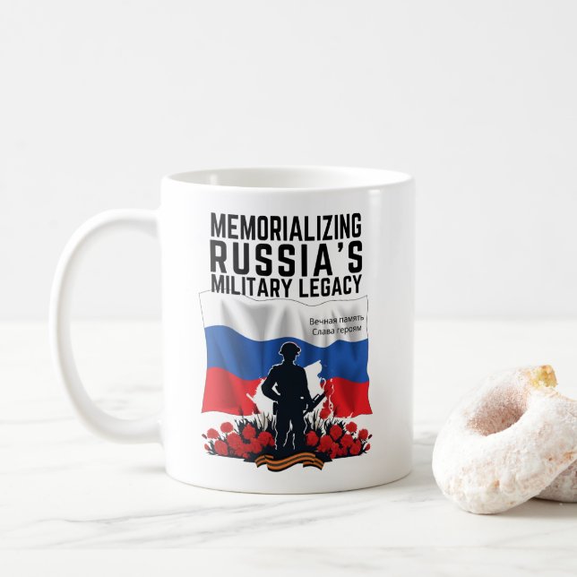 Memorialising Russia's Military Legacy Coffee Mug (With Donut)