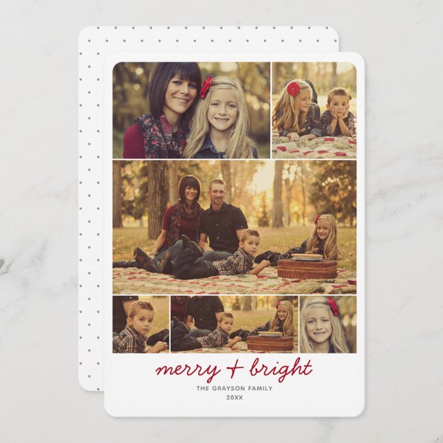 Memories 6 Photo Rounded Holiday Greeting Card (Front/Back)