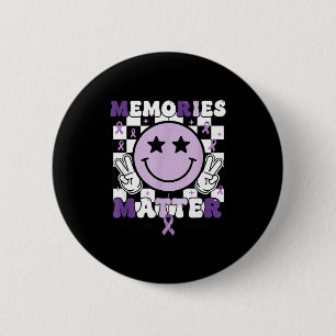 Memories alzheimer's awareness purple ribbon  6 cm round badge