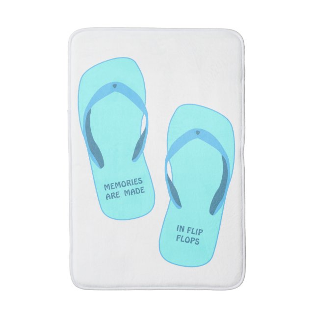Memories are made in flip flops, summer design bath mat (Front Vertical)