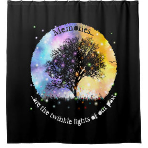 Memories are twinkle lights colourful cosmic tree shower curtain