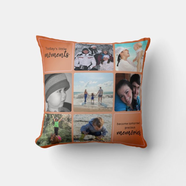 Memories Family Photo Collage Throw Pillow (Front)