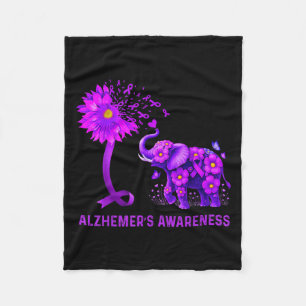 Memories Heimers Awareness Purple Elephant Flower  Fleece Blanket