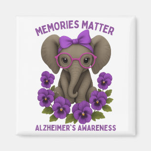 Memories Heimer's Awareness Purple Elephant Flower Magnet