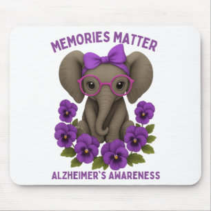 Memories Heimer's Awareness Purple Elephant Flower Mouse Mat