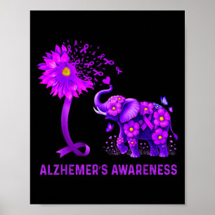 Memories Heimers Awareness Purple Elephant Flower Poster