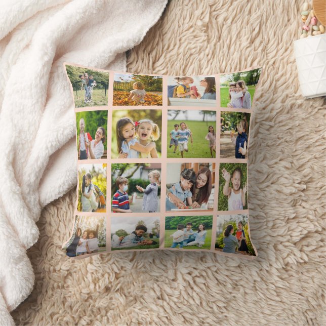 Memories in Motion: Customisable 16 Photo Collage Cushion (Blanket)