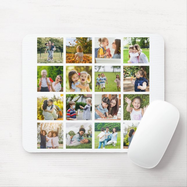 Memories in Motion: Customisable 16 Photo Collage Mouse Mat (With Mouse)