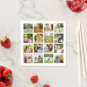 Memories in Motion: Customisable 16 Photo Collage Napkin