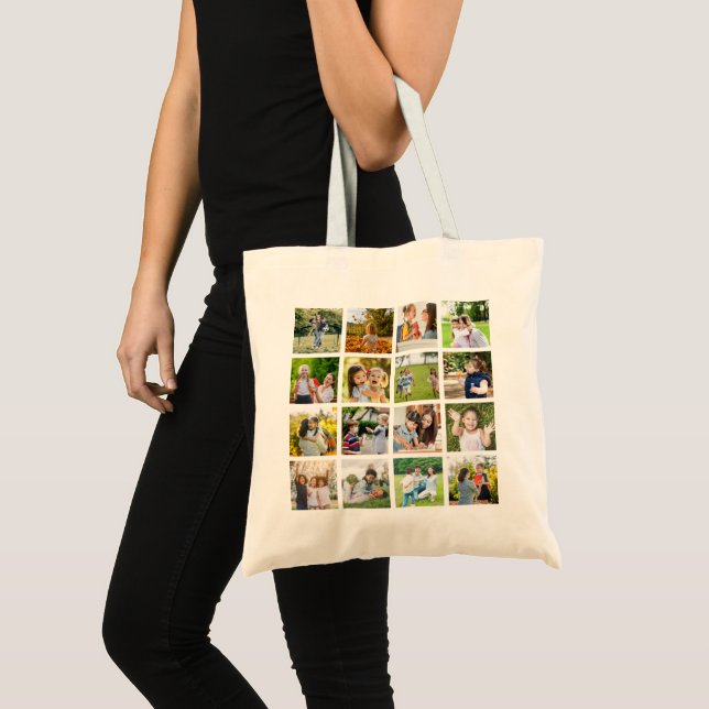 Memories in Motion: Customisable 16 Photo Collage Tote Bag (Front (Product))