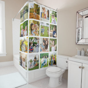 Memories in Motion: Customizable 16 Photo Collage Shower Curtain