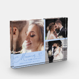 Memories Made with Love Icy Blue Wedding Photo Block