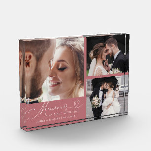 Memories Made with Love Pink Wedding Photo Block