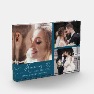 Memories Made with Love Teal Wedding Photo Block