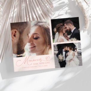 Memories Made With Love Wedding Peach Multi Photo Thank You Card
