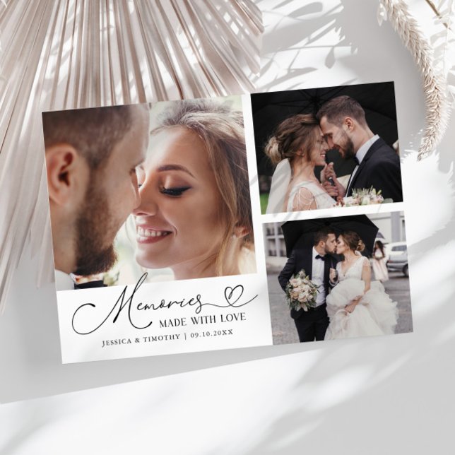 Memories Made With Love Wedding White Multi Photo Thank You Card (Creator Uploaded)