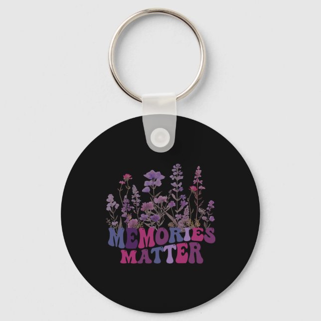 Memories Matter Alzheimer Purple  Alzheimer's Awar Key Ring (Front)