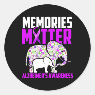 Memories Matter  Alzheimer´s Awareness Elephant  Classic Round Sticker