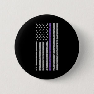 Memories Matter Alzheimer USA Flag Purple Strip 6 Cm Round Badge