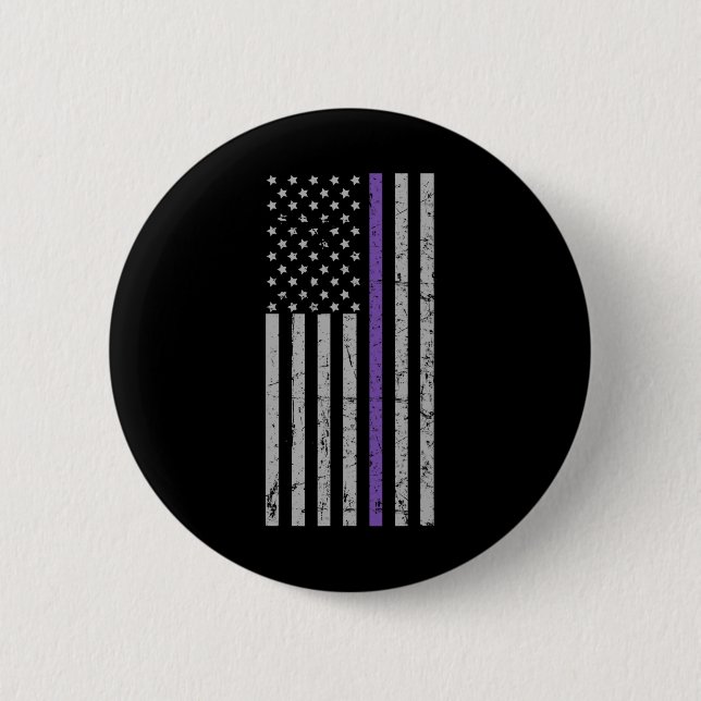 Memories Matter Alzheimer USA Flag Purple Strip  6 Cm Round Badge (Front)